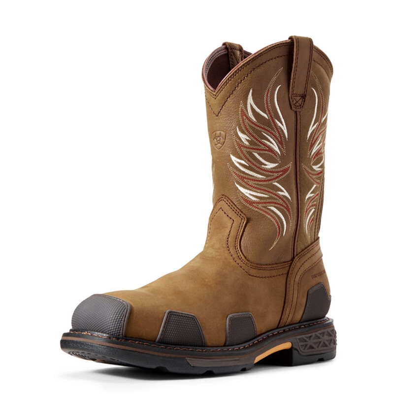 Ariat OVERDRIVE Wide Square Toe Pull-On C/T - Alamo Brown