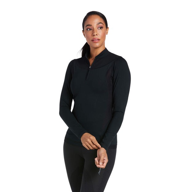 Ariat Women's Ascent Quarter-Zip L/S Baselayer Shirt - Black