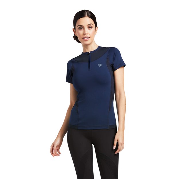 Ariat Women's Ascent Quarter-Zip S/S Baselayer Shirt - Navy