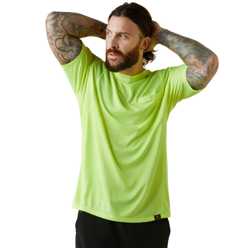 Ariat Rebar Evolution Athletic Fit Crewneck Pocket S/S Shirt - Safety Yellow