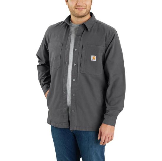 Carhartt Canvas Rugged Flex® Relaxed Fit Fleece-Lined Snap-Front Shirt Jacket