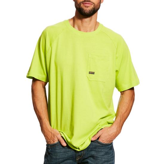 Ariat Rebar Cotton Strong Crewneck Pocket S/S Shirt - Lime