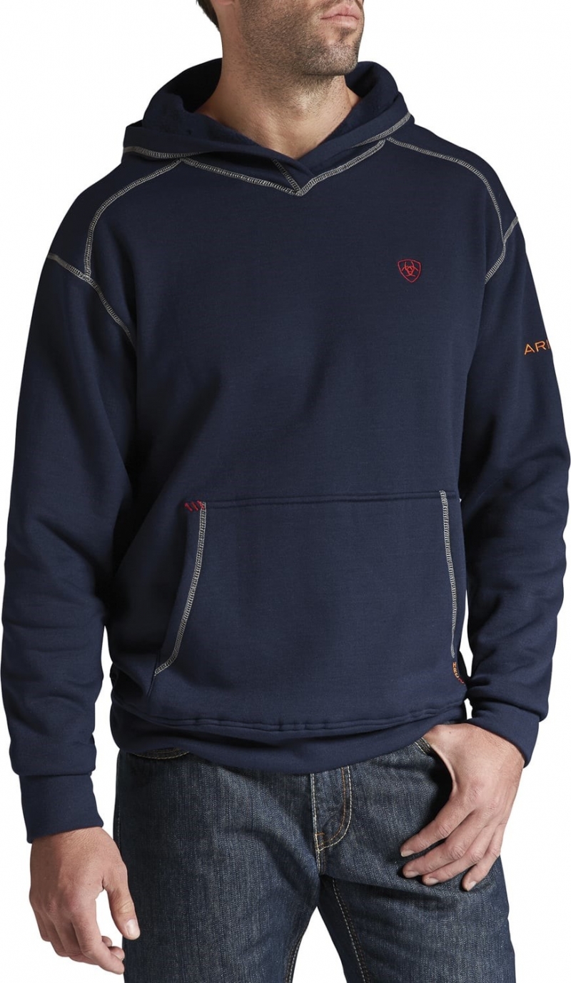 *SALE* ONLY S & 2XL-TALL LEFT!! Ariat FR Polartec Hooded Pullover Sweatshirt - Navy