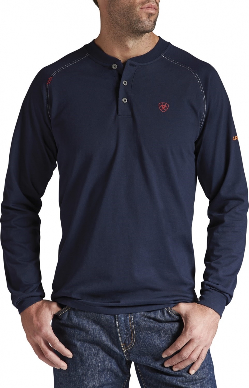 Ariat FR Work Henley L/S Shirt - Navy