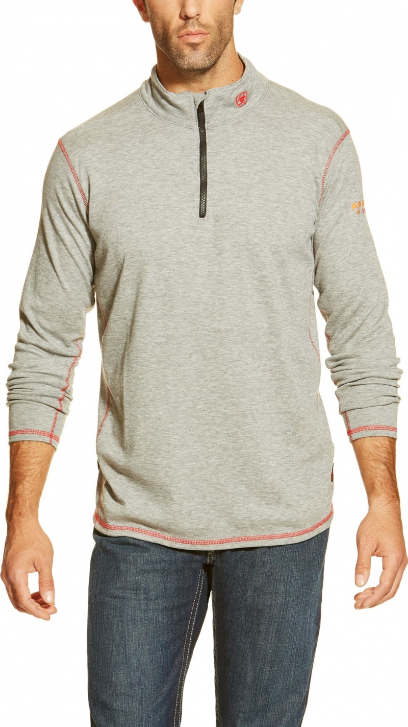 *SALE* LIMITED SIZES AVAILABLE!! Ariat FR Polartec Quarter-Zip L/S Shirt - Heather Gray