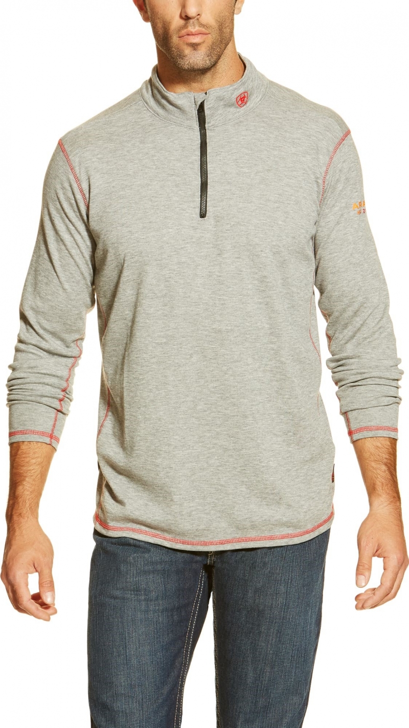 Ariat FR Polartec Quarter-Zip L/S Shirt - Heather Gray