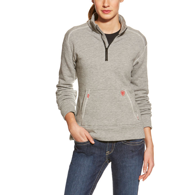 *SALE* ONLY XS - M - XL - 2XL LEFT!!  Ariat Women's FR Polartec Quarter-Zip Fleece Sweatshirt - Heather Gray