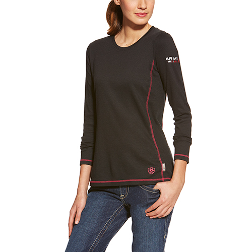 *SALE* ONLY L - XL - 2XL LEFT!!  Ariat Women's FR Polartec Power Dry Crewneck L/S Shirt - Black