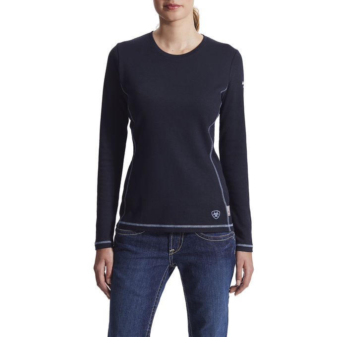 *SALE* ONLY SIZE LARGE LEFT!! Ariat Women's FR Polartec Power Dry Crewneck L/S Shirt - Navy