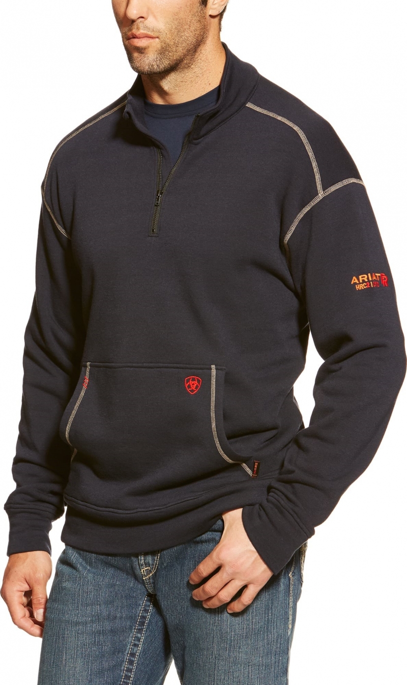 *SALE* ONLY L - XL - LT - 2XLT LEFT!!  Ariat FR Polartec Quarter-Zip Fleece Sweatshirt - Navy