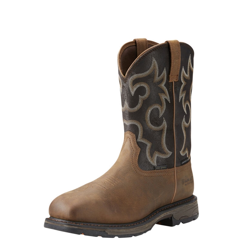 Ariat WORKHOG Pull On Wide Square Toe WP CT - Rye Brown