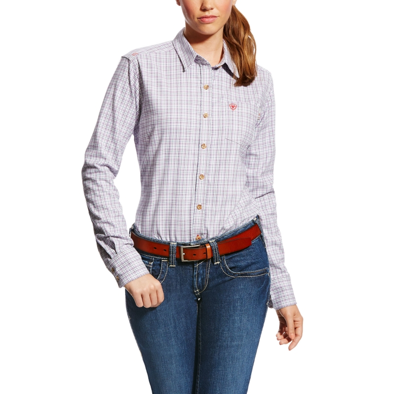*SALE* ONLY S - M - XL - 2XL LEFT!!  Ariat Women's FR Marion Button Front L/S Shirt - Purple Noon