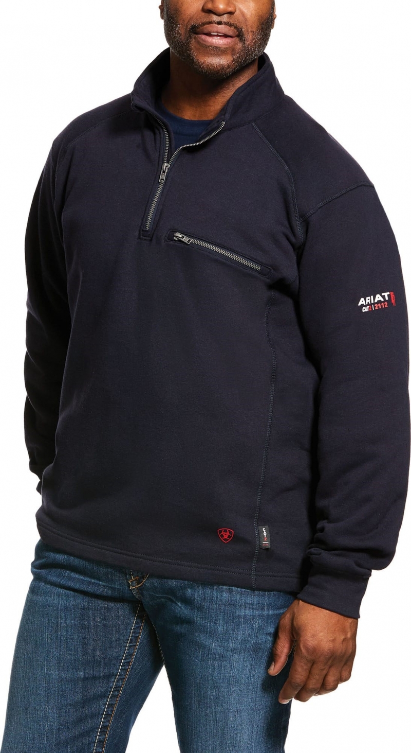 Ariat FR Rev Quarter-Zip Fleece Sweatshirt - Navy