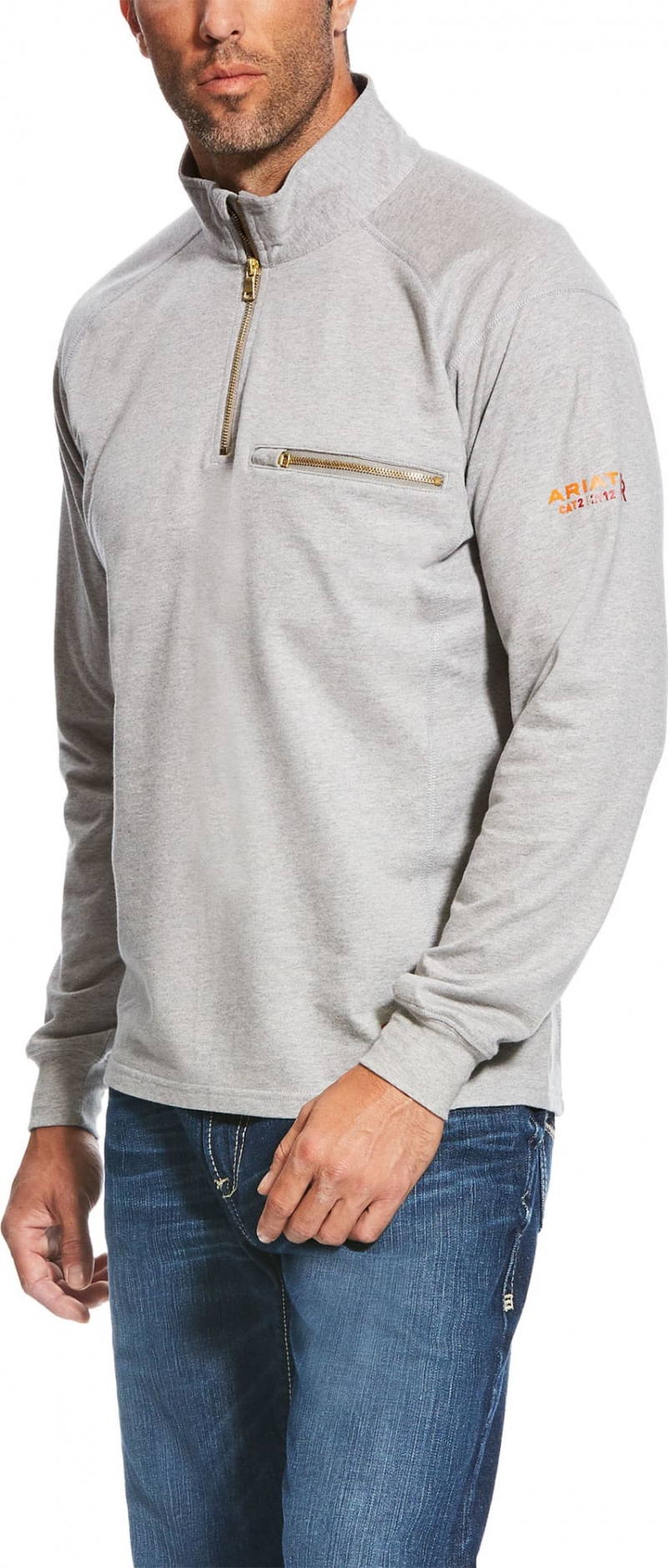 *SALE* LIMITED SIZES & QUANTITIES LEFT!! Ariat FR Rev Quarter-Zip Fleece Sweatshirt - Silver Fox Heather