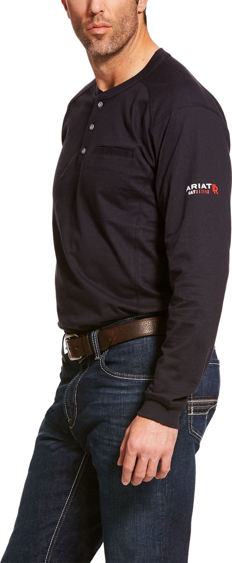 Ariat  FR Air Henley Pocket L/S Shirt - Navy