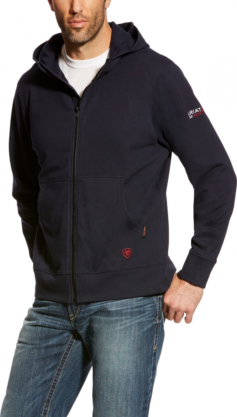 Ariat FR Zip-Front Fleece Hoodie - Navy