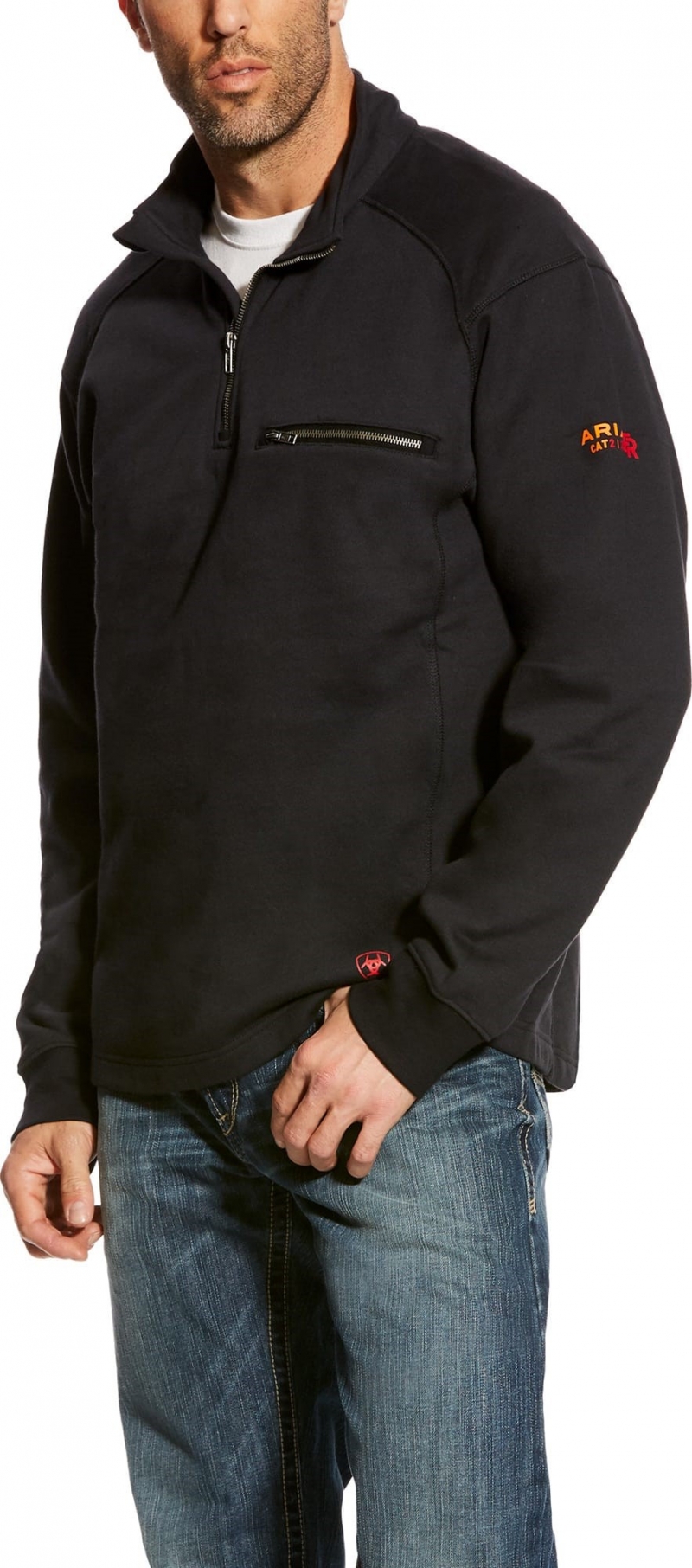 Ariat FR Rev Quarter-Zip Fleece Sweatshirt - Black