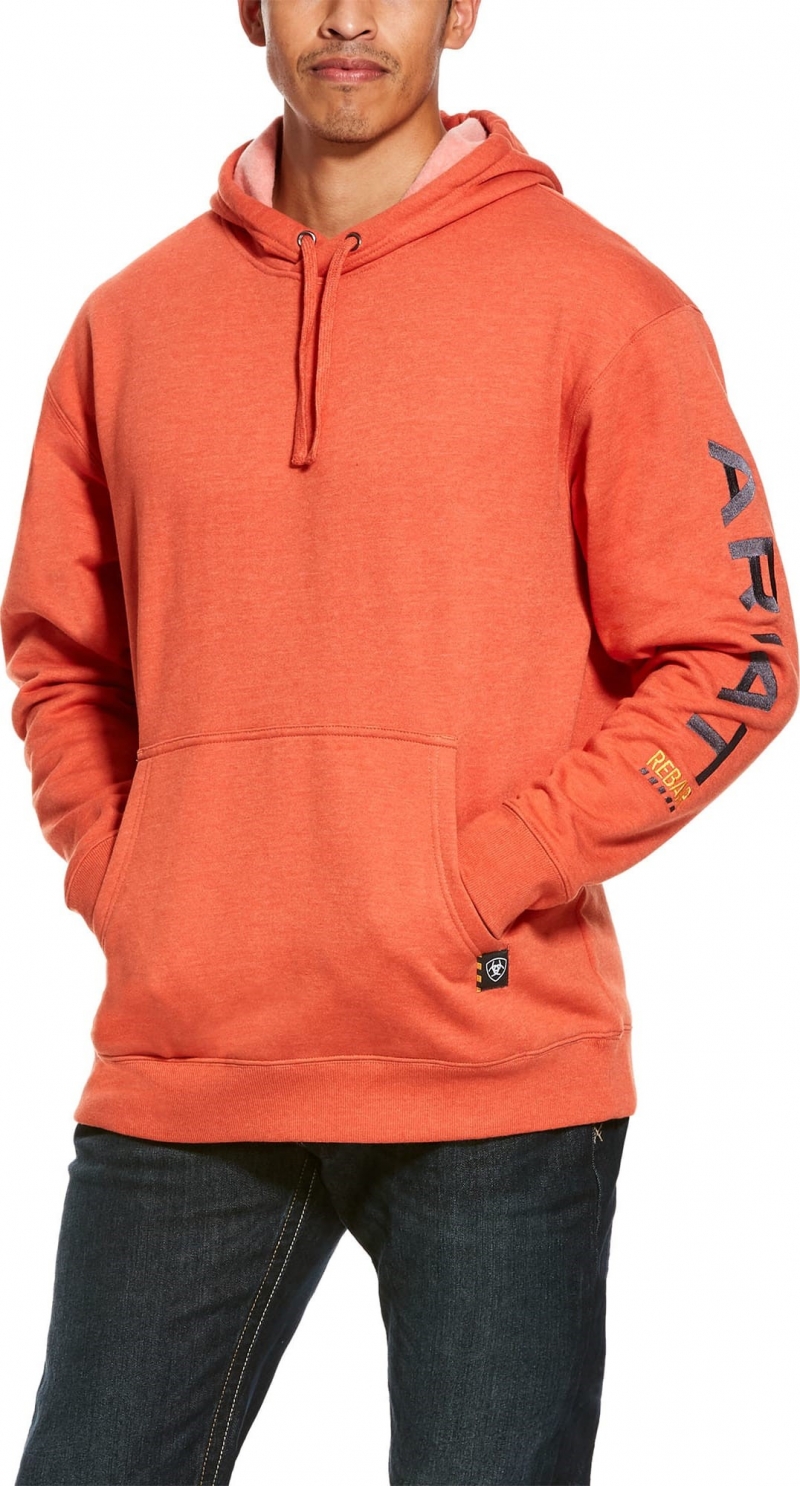 Ariat Rebar Graphic Sleeve Hooded Pullover Sweatshirt - Volcanic Heather