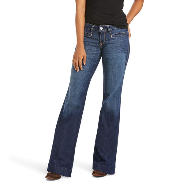 Ariat Trouser Mid Rise Stretch Lucy Wide Leg Jean - Pacific