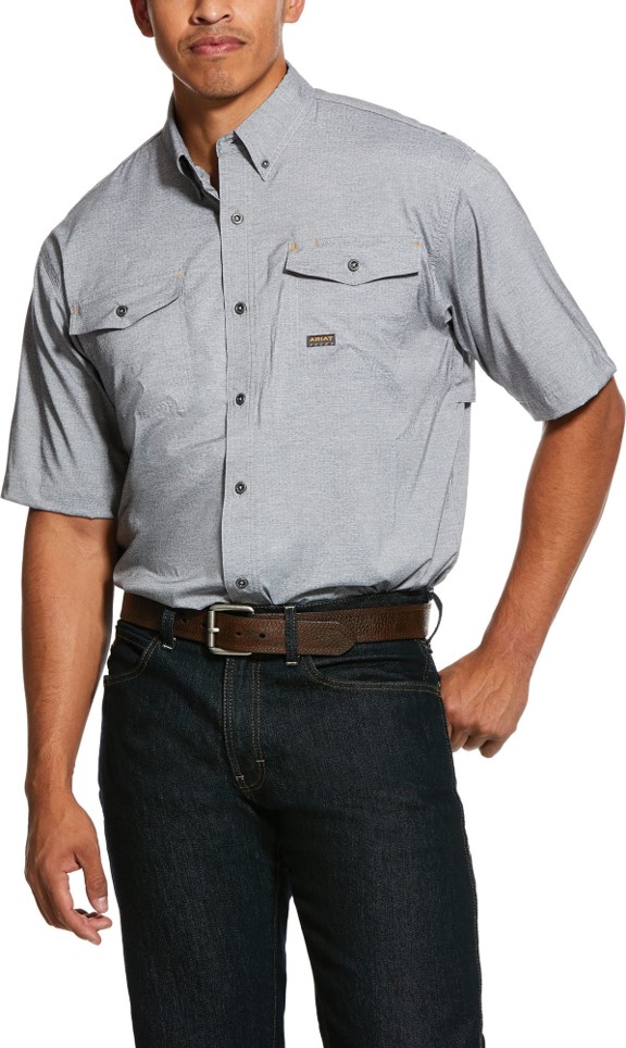 Ariat Rebar Made Tough VentTEK DuraStretch Button Front S/S Shirt - Charcoal Heather