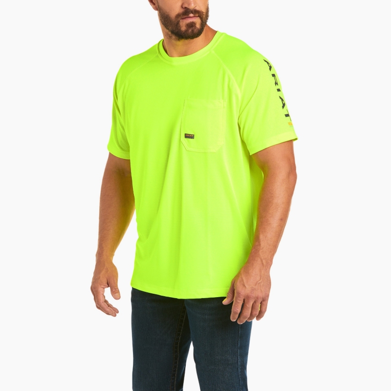 Ariat Rebar Heat Fighter Crewneck Pocket S/S Shirt - Lime