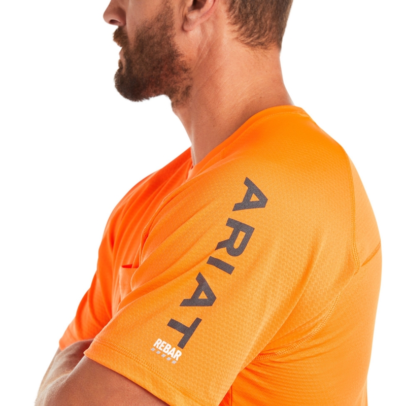 Ariat Rebar Heat Fighter Crewneck Pocket S/S Shirt - Neon Orange