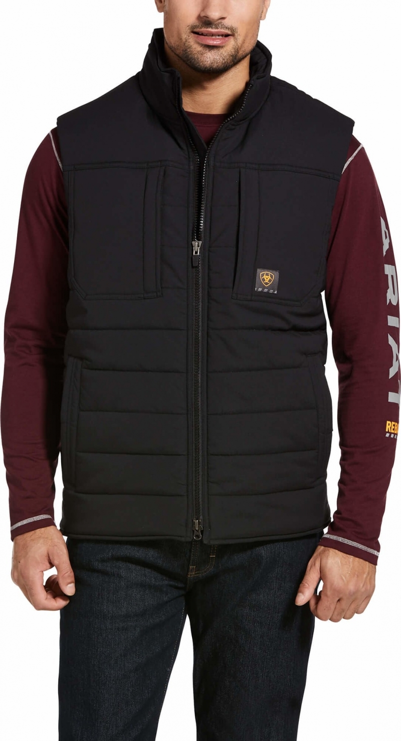 *SALE* ONLY S - M - L - XL - 2XL LEFT!!  Ariat Rebar Valiant Stretch Canvas Water Resistant Insulated Vest - Black