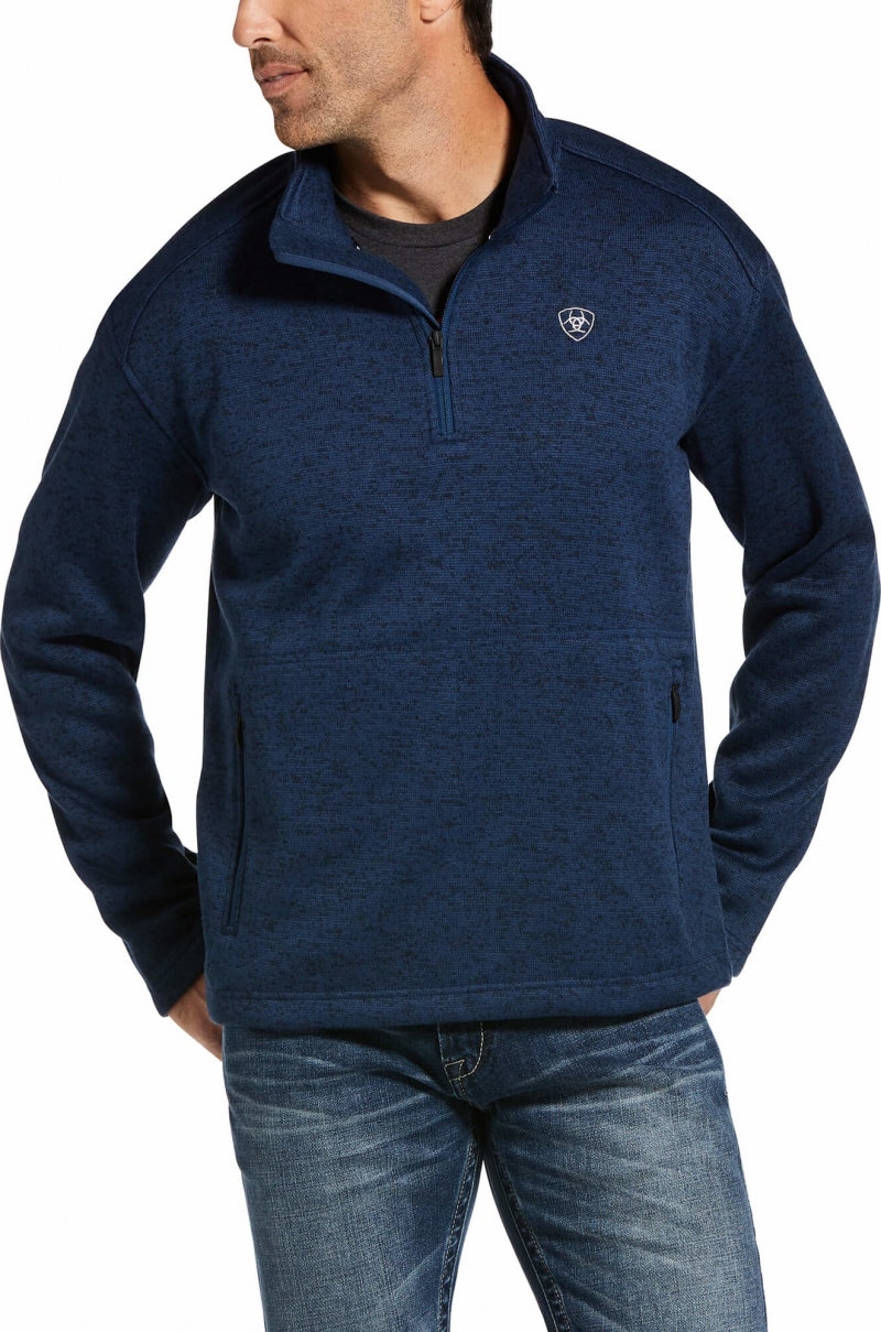 Ariat Caldwell Quarter-Zip Mock Neck Sweatshirt - Indigo Heather