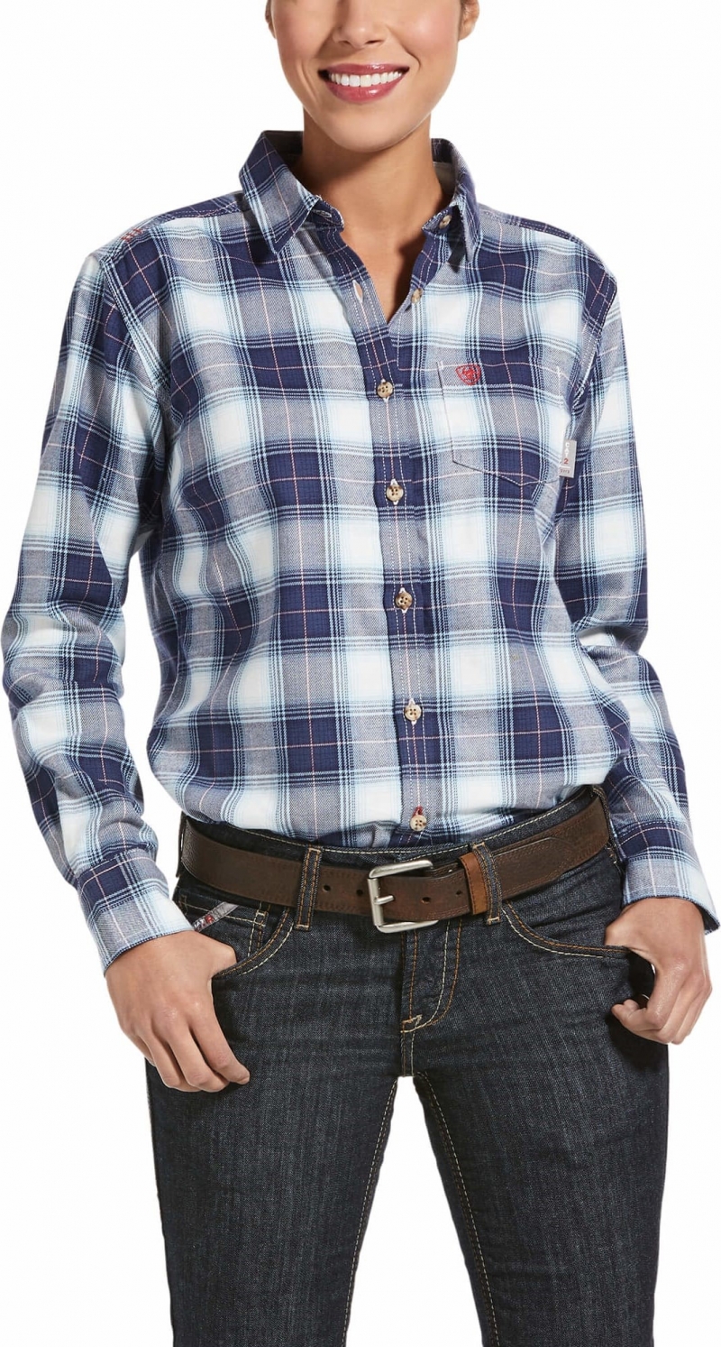 *SALE* ONLY (1) 2XL LEFT!! Ariat Women's FR Button Front Adina L/S Work Shirt - Sky Blue