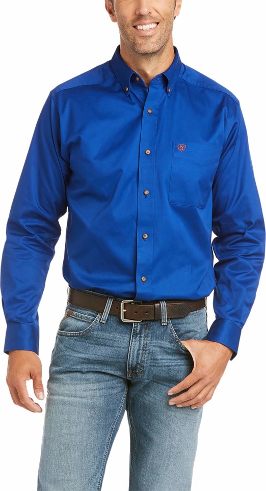 Ariat Casual Series Solid Twill Fitted Button Front L/S Shirt - Ultramarine