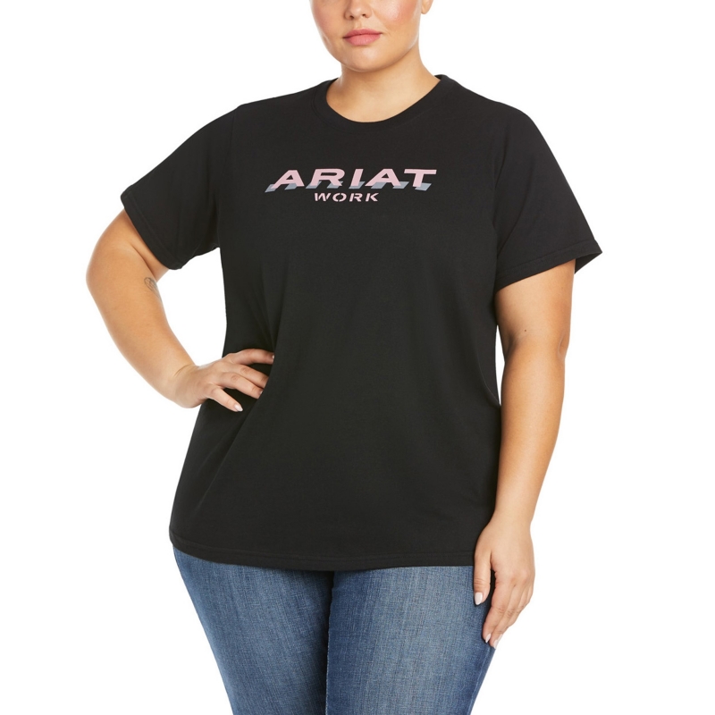 *SALE* LIMITED SIZES & QUANTITIES LEFT!!  Ariat Women's Rebar Cotton Strong Logo Crewneck S/S Shirt - Navy