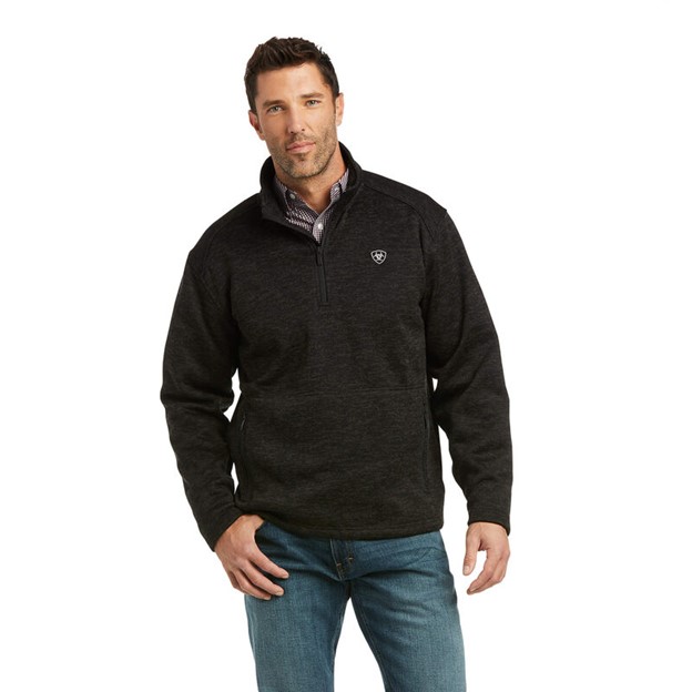 Ariat Caldwell Quarter-Zip Mock Neck Sweater Fleece - Charcoal