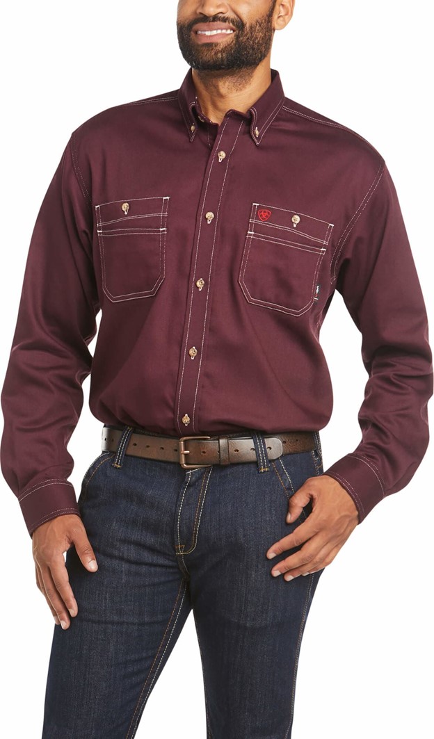 Ariat FR Button Front Vented Work Shirt - Malbec