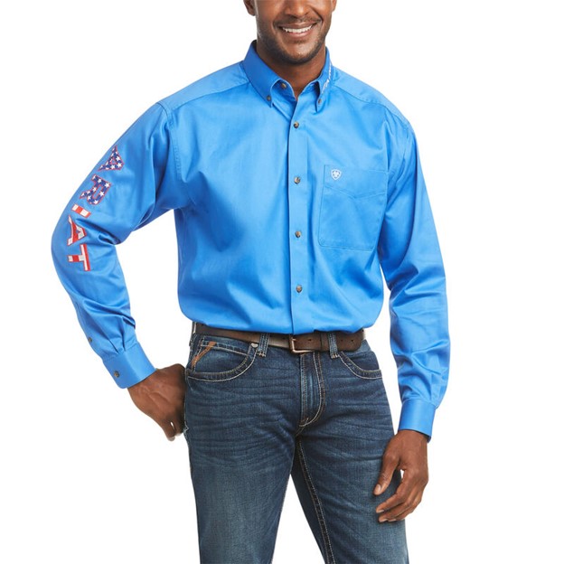 *SALE* LIMITED SIZES & QUANTITIES LEFT!!  Ariat Team Logo Twill Classic Fit Button Front L/S Shirt