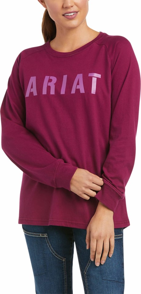 Ariat Women's Rebar Cotton Strong Block Logo L/S Shirt - Purple Potion