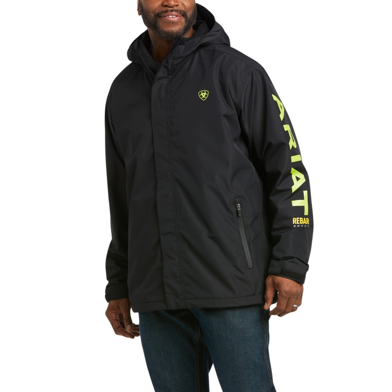 Ariat Rebar Stormshell Logo Waterproof Jacket - Black/ Lime