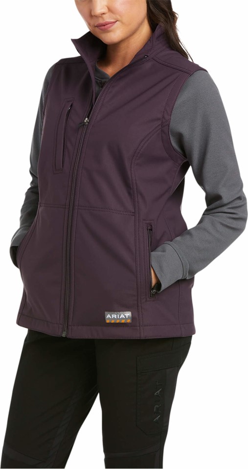*SALE* LIMITED SIZES & QUANTITIES LEFT!!  Ariat Women's Rebar Stretch Canvas Softshell Vest - Plum Perfect
