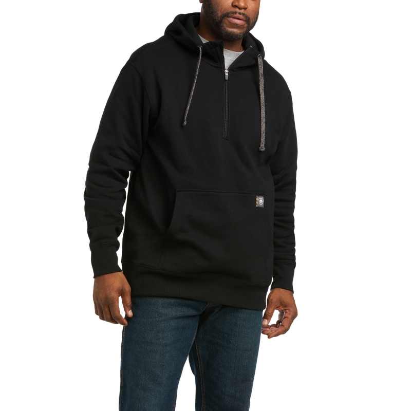 Ariat Rebar Workman Hooded Quarter-Zip Sweatshirt - Black