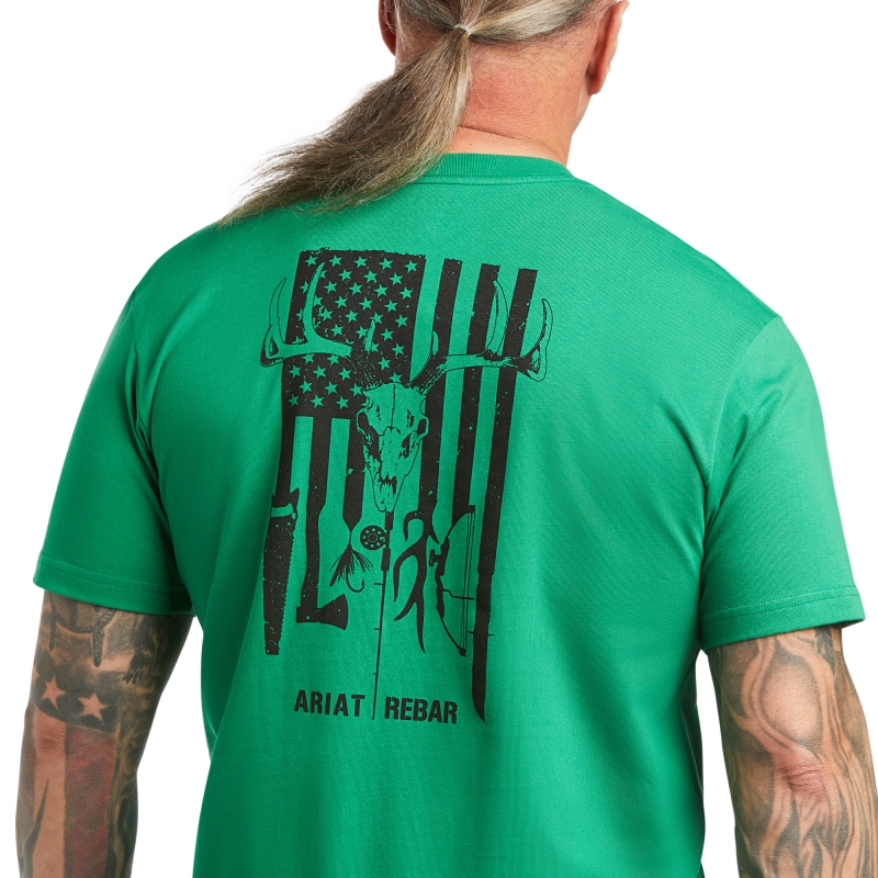 Ariat Rebar Cotton Strong American Outdoors Crewneck Pocket S/S Shirt - Amazon
