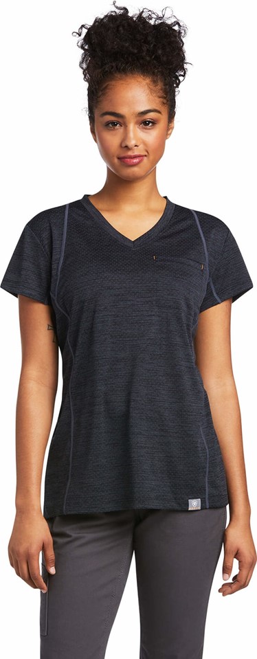 Ariat Women's Rebar Evolution V-Neck S/S Shirt - Black