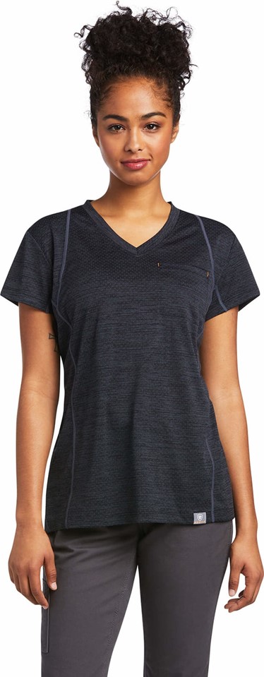 *SALE* LIMITED SIZES & QUANTITIES LEFT!!  Ariat Women's Rebar Evolution V-Neck S/S Shirt - Black