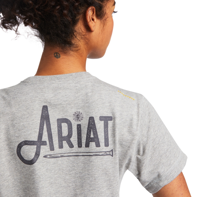 Ariat Women's Rebar Workman Ariat Graphic Logo S/S Shirt - Heather Grey