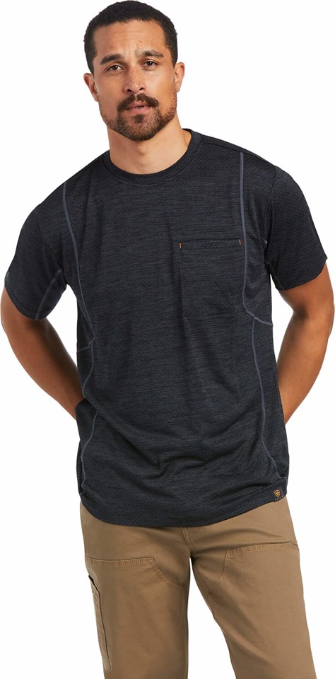 Ariat Rebar Evolution Athletic Fit Crewneck Pocket S/S Shirt - Black