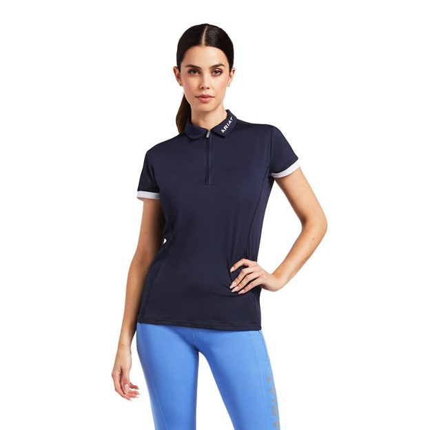 *SALE* ONLY SIZE LARGE LEFT!!  Ariat Women's Bandera Quarter-Zip Polo S/S Shirt - Navy