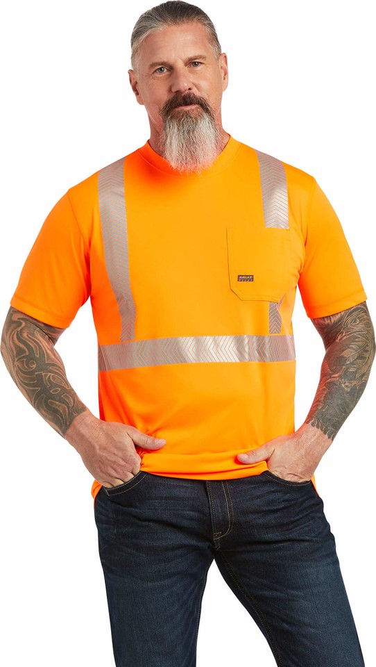 *SALE* LIMITED SIZES & QUANTITIES LEFT!!  Ariat Rebar Hi-Vis ANSI Class 2 S/S Shirt - Hi-Vis Orange