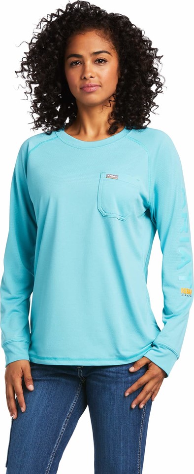 Ariat Women's Rebar Heat Fighter Logo Graphic L/S Shirt - Meadowbrook