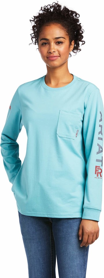 *SALE* ONLY XL - 2X-PLUS LEFT!! Ariat Women's FR Stretch Logo L/S Shirt - Meadowbrook