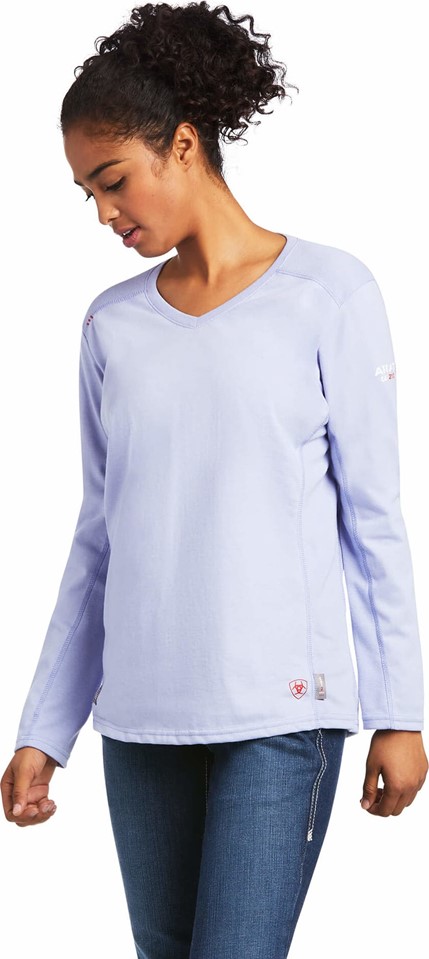 *SALE* ONLY XL - 2XL LEFT!! Ariat Women's FR AC V-Neck L/S Shirt - Lavender