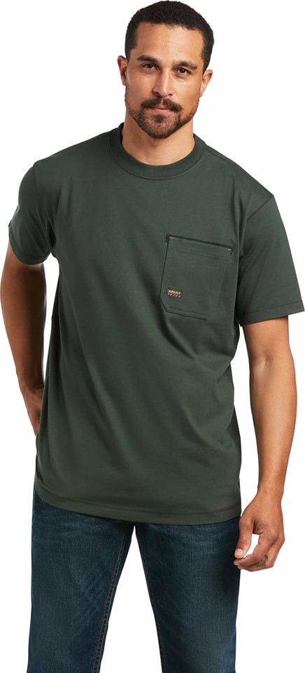 Ariat Rebar Workman Crewneck Pocket S/S Shirt - Deep Forest