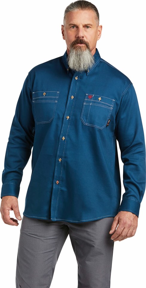 *SALE* LIMITED SIZES & QUANTITIES LEFT!!  Ariat FR Button Front Vented Work Shirt - Skyfall